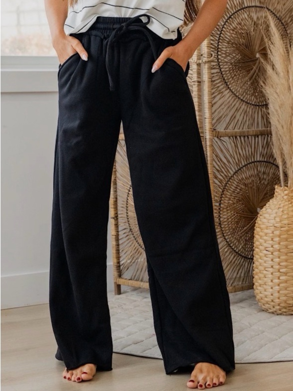 Zenana Drawstring Wide Leg Lounge Pants